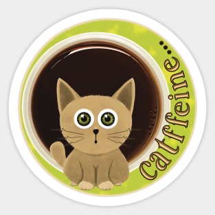 Catffeine - Funny Cat & Coffee Sticker